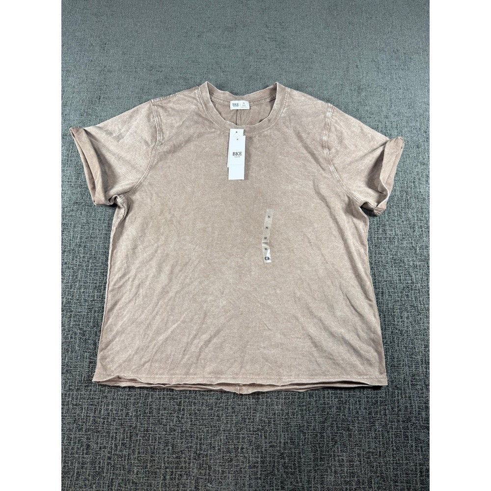 BKE Youth Tan Mineral Wash Short Sleeve T-Shirt Rolled Cuff XL 14/16 NEW